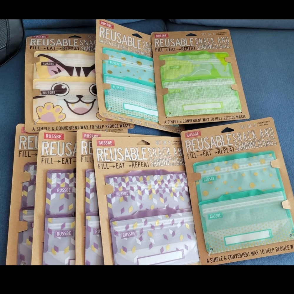 2 Reusable sandwich snack bag set/ choose the color you want